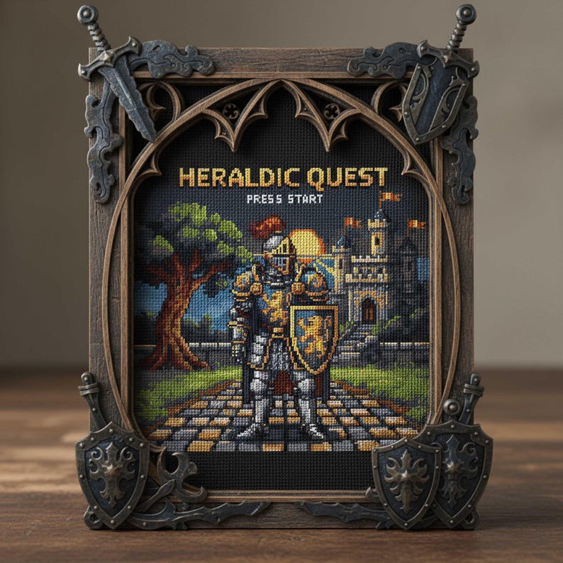 Medieval Knight Cross Stitch Pattern Heraldic Quest Armor Embroidery ...