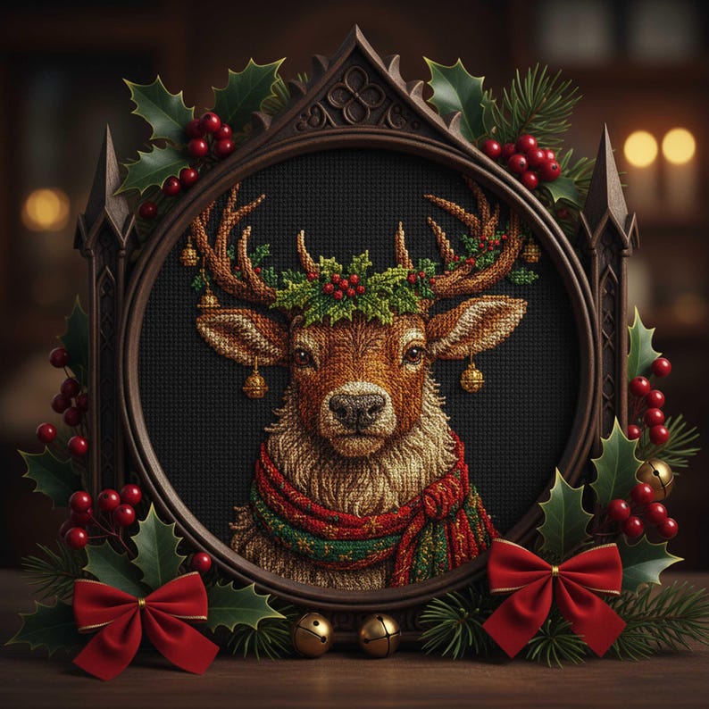 Christmas Reindeer Cross Stitch Pattern Holiday Deer Embroidery PDF ...