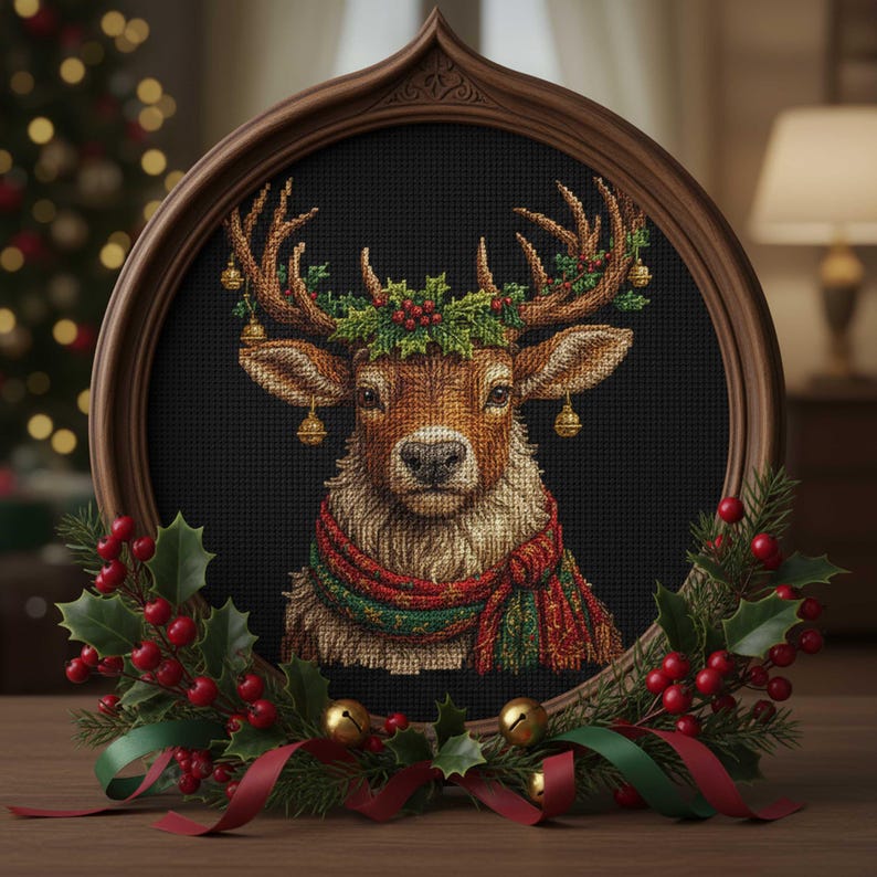 Christmas Reindeer Cross Stitch Pattern Holiday Deer Embroidery PDF ...