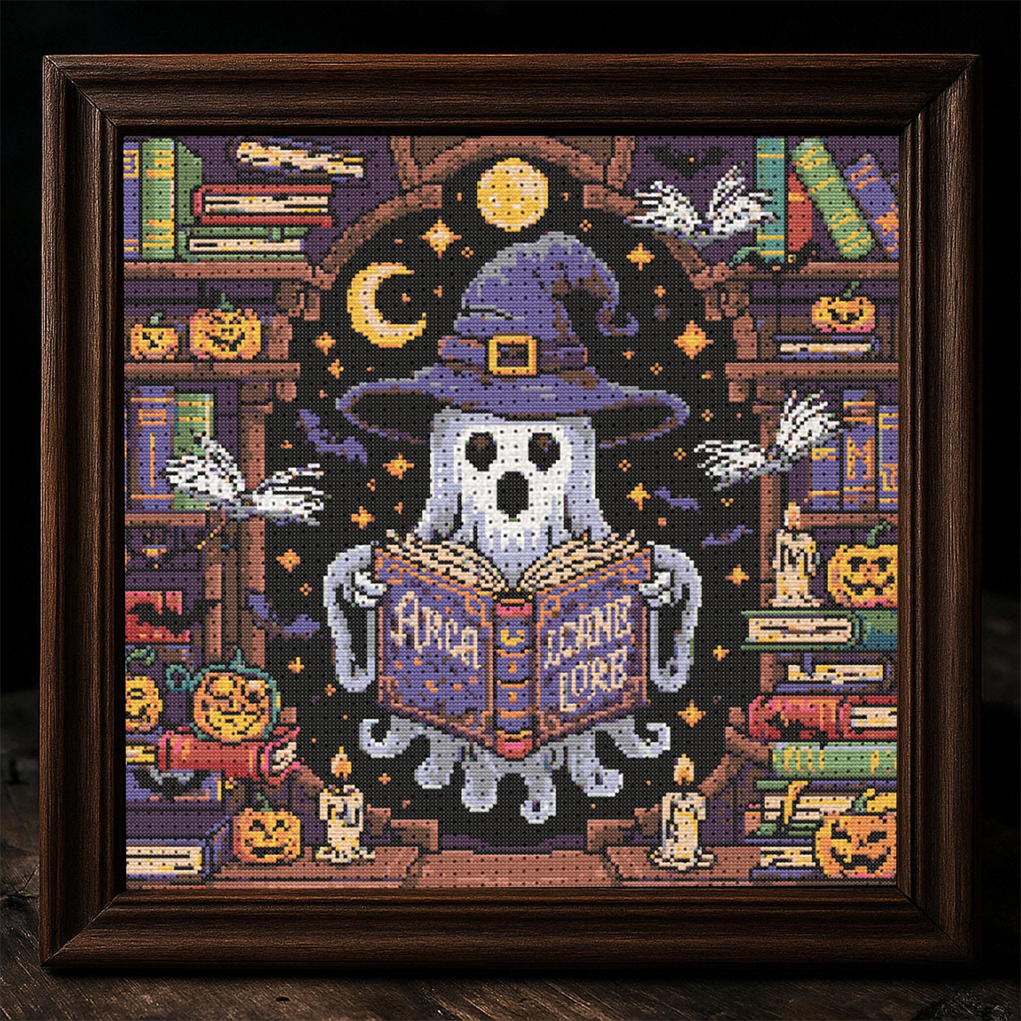 Wizard Ghost Cross Stitch Pattern Halloween Spooky Ghost Embroidery ...