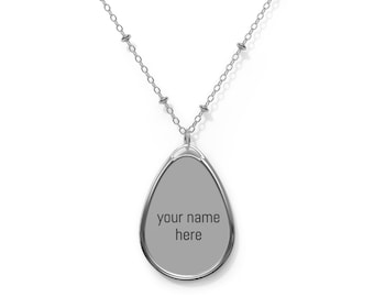 Personalized Oval Necklace, Engraved Jewelry, Custom Name Pendant, Gift for Her, Unique Keepsake, Special Occasion Necklace