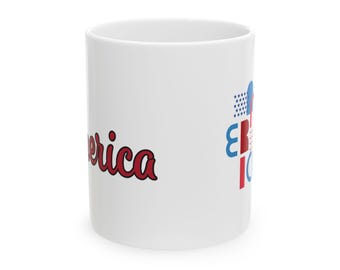 Patriotic Ceramic Mug - Perfect for Fourth of July, Independence Day, Gift for Tea or Coffee Lovers, USA Pride Mug, Vintage Americana