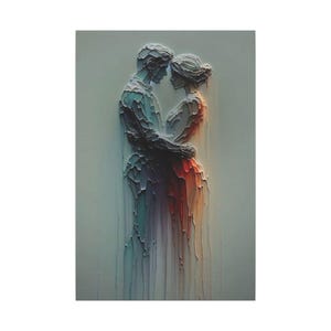 Romantische Wandkunst Leinwand, Paar Umarmung Kunst, Wohnkultur für Jahrestag, Valentinstag Geschenk, Beziehung Dekor