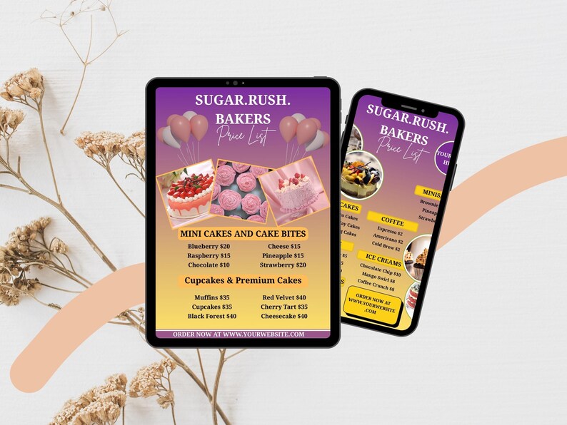 Editable Custom Bakery Flyer Template, Printable Canva Cake Shop Price ...