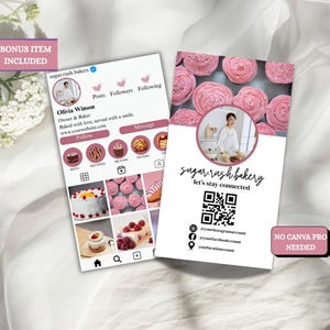 trendy ig business cards pink ig business card cake business card customized instagram business card bakery business card template