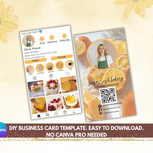 Instagram Bakery Business Card | Editable Canva Template | QR Code Bakery Card | Custom IG Business Card Design