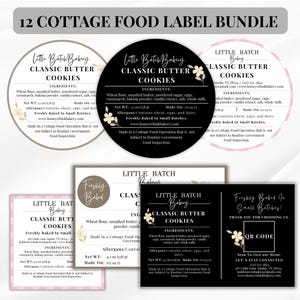 Redigerbar anpassad mall för etiketter för husmanskost, utskrivbar ingrediensetikett för Canva med QR-kod, ingrediensklistermärken för bageri, etikettdesign för husmanskost