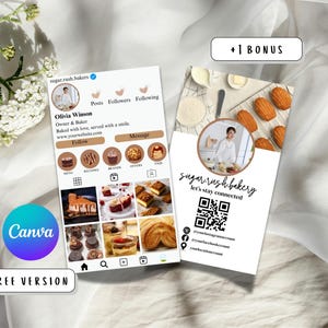 Instagram Bakery Business Card | Editable Canva Template | QR Code Bakery Card | Custom IG Business Card Design | Instant Download Card