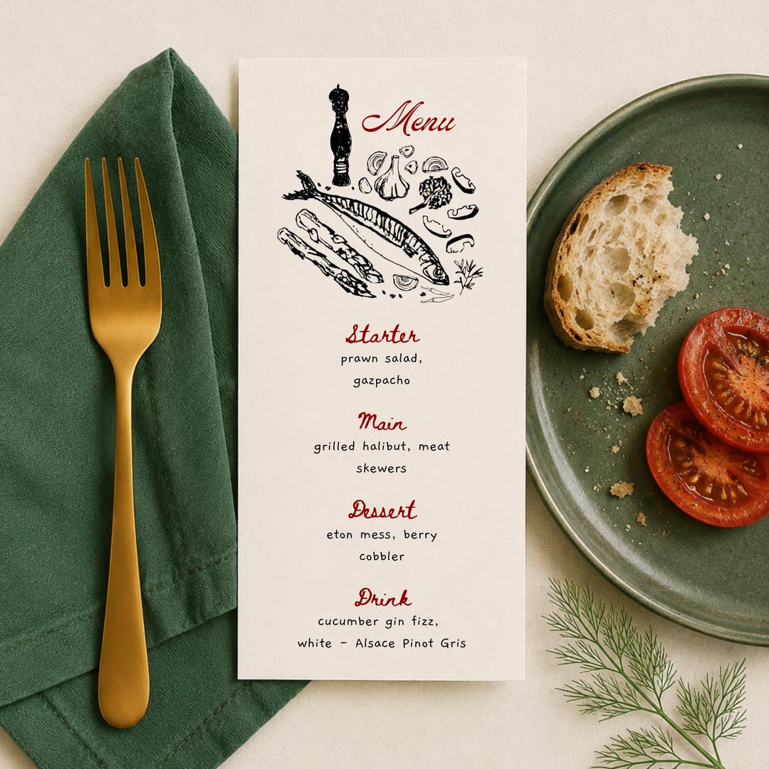 Club Menu Template Design Supper Club Menu Template Set, Artistic Dinner Menu, Hand Drawn Food ...