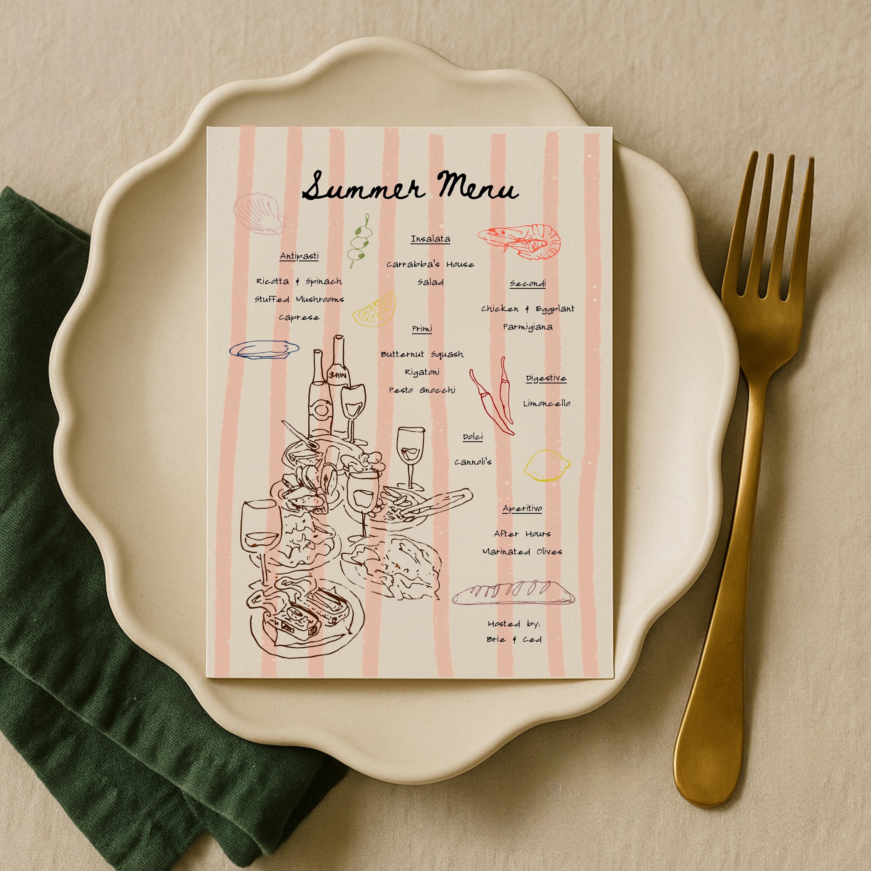 Airbnb Welcome Menu Template, Guest Dinner Menu, Editable Menu Template ...