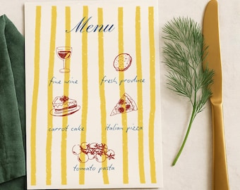 Italian Summer Dinner Menu Template, Colorful Italy Wedding Menu, La Dolce Vita Bridal Shower, Ciao Bella Party Canva Template, Menu Card