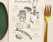 Seafood Dinner Party Invitation Template, Oyster Bar Party Invite, Hand Drawn Coastal Dinner Template, Whimsical Editable Canva Invitation
