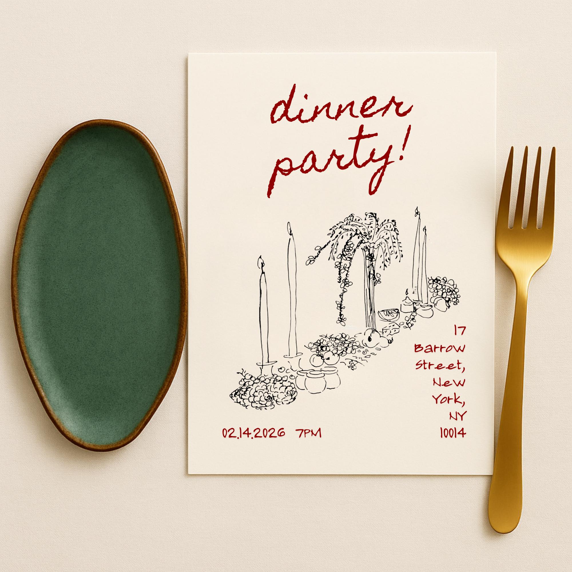 Whimsy Prom Invite Whimsical Dinner Party Invitation Template, Hand Drawn Table ...