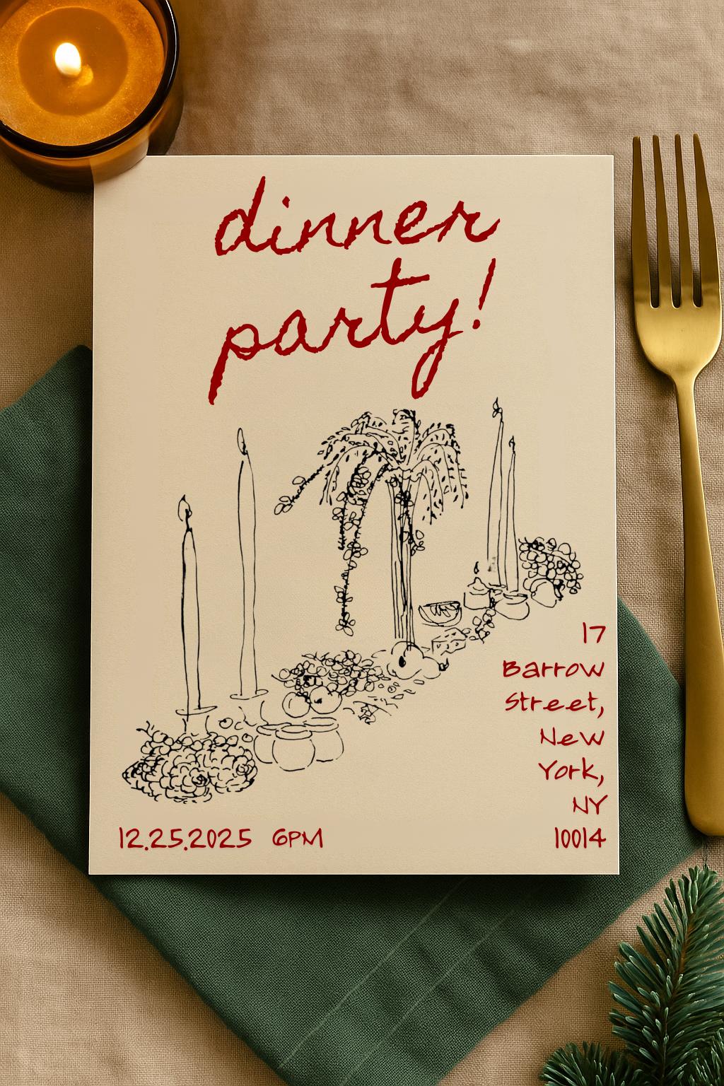 Whimsy Prom Invite Whimsical Dinner Party Invitation Template, Hand Drawn Table ...