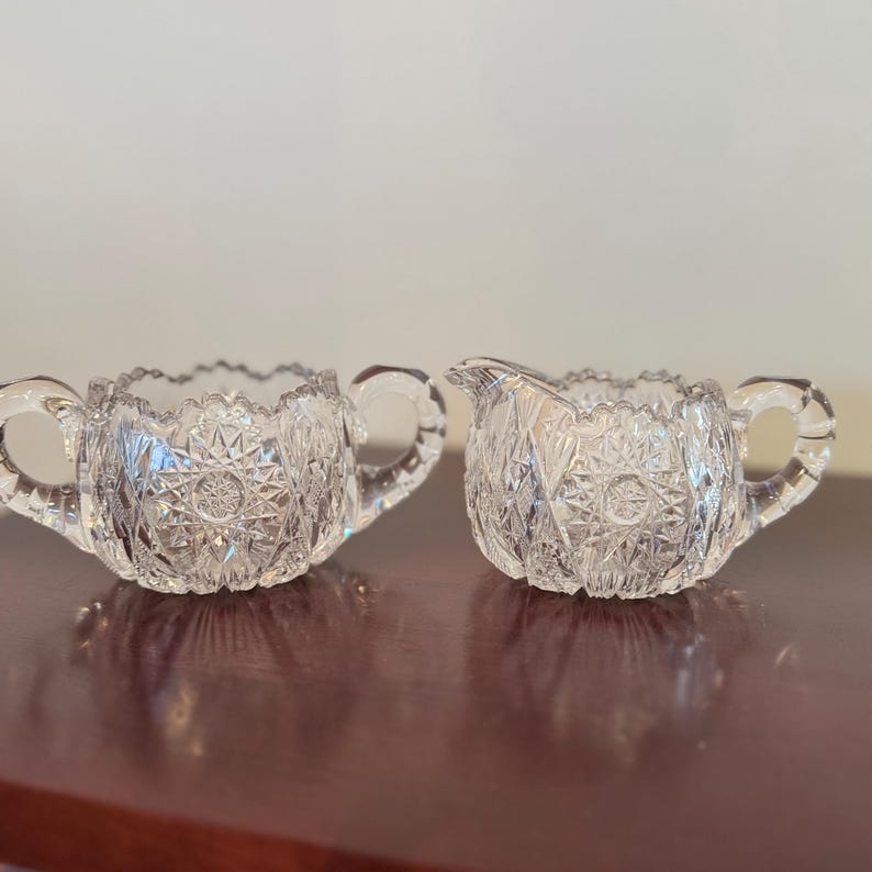 Elegant Cut Glass Sugar And Creamer Set Photos