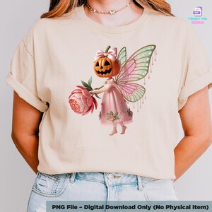 Hada de Halloween caprichosa PNG: Calabaza Jack-O-Lantern, lazo rosa