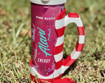 12 Ounce Striped Slim Can Holder with Lid & Opener