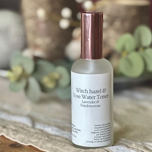 Botanical Skin Toner – Witch Hazel and Rose Water Facial Mist with Frankincense & Lavender | Natural Pore-Refining Toner