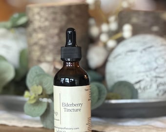Organic Elderberry Tincture | Immune Support | 2oz Glass Dropper Bottle