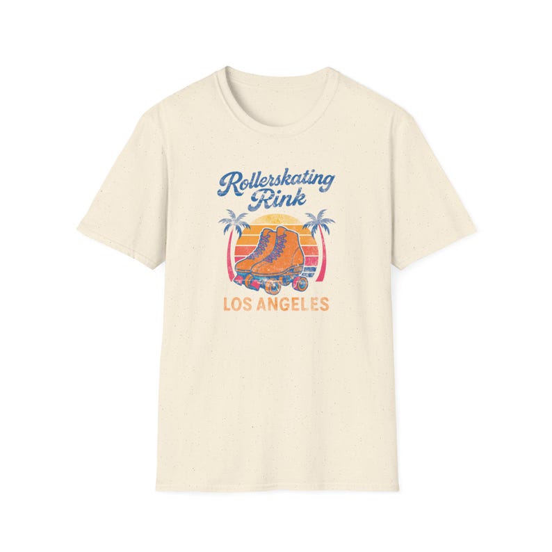 Retro Rollerskating T-Shirt in Fresh Colors, Cool Summer Tee, Vintage LA Shirt, Skaters Gift, Los Angeles 70s Graphic Tee, USA print image 5