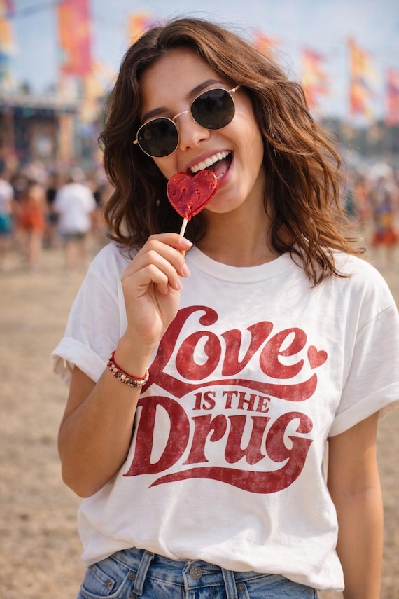 Love Is the Drug T-Shirt, Roxy Music Shirt, Vintage Typography Graphic Tee, Unisex Gift for Music Lover, Retro 70s Style