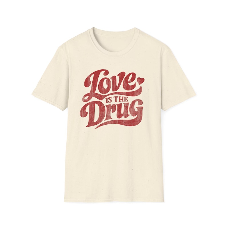 Love Is the Drug T-Shirt, Roxy Music Shirt, Vintage Typography Graphic Tee, Unisex Gift for Music Lover, Retro 70s Style image 10