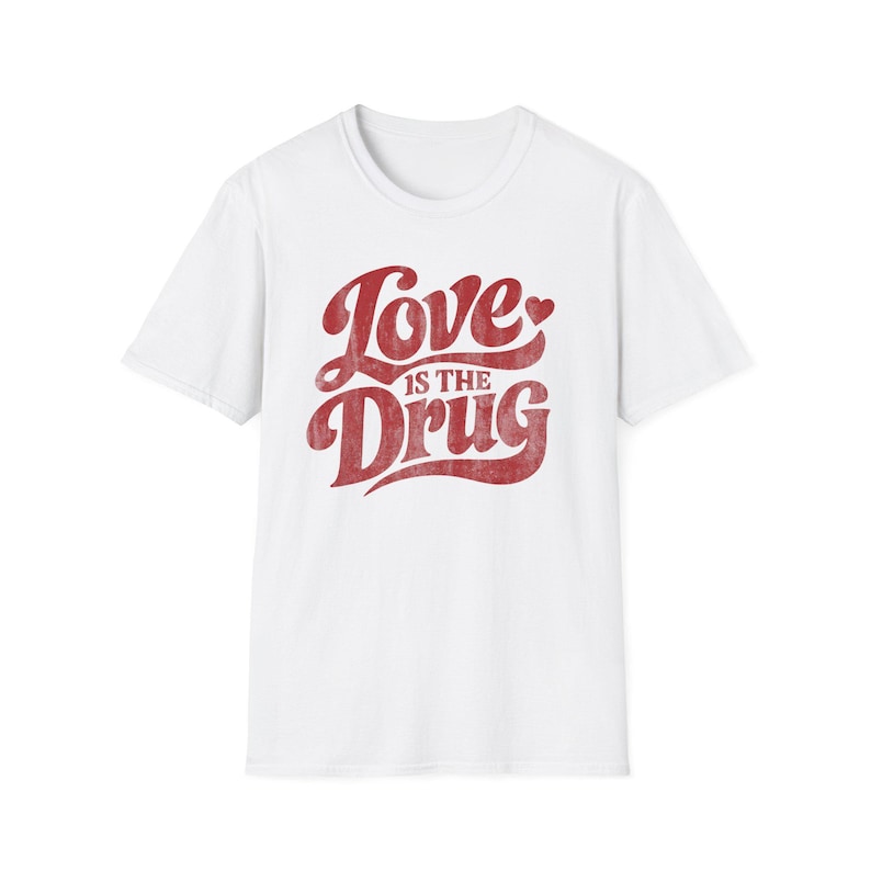Love Is the Drug T-Shirt, Roxy Music Shirt, Vintage Typography Graphic Tee, Unisex Gift for Music Lover, Retro 70s Style image 7