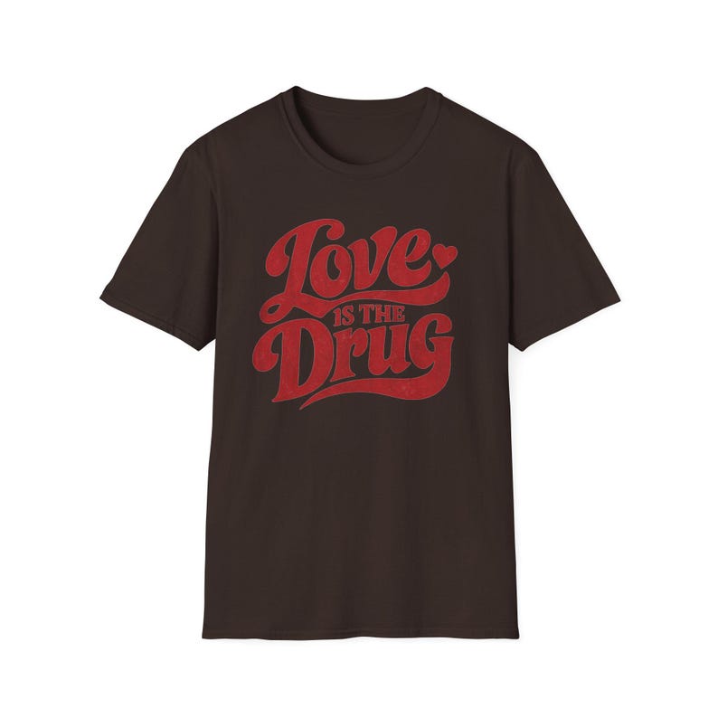 Love Is the Drug T-Shirt, Roxy Music Shirt, Vintage Typography Graphic Tee, Unisex Gift for Music Lover, Retro 70s Style image 9