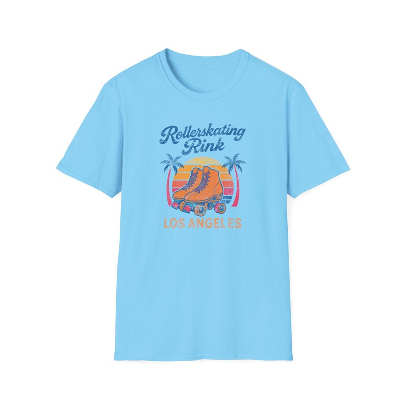 Retro Rollerskating T-Shirt in Fresh Colors, Cool Summer Tee, Vintage LA Shirt, Skaters Gift, Los Angeles 70s Graphic Tee, USA print image 9