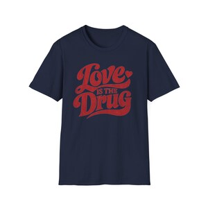 Love Is the Drug T-Shirt, Roxy Music Shirt, Vintage Typography Graphic Tee, Unisex Gift for Music Lover, Retro 70s Style image 11