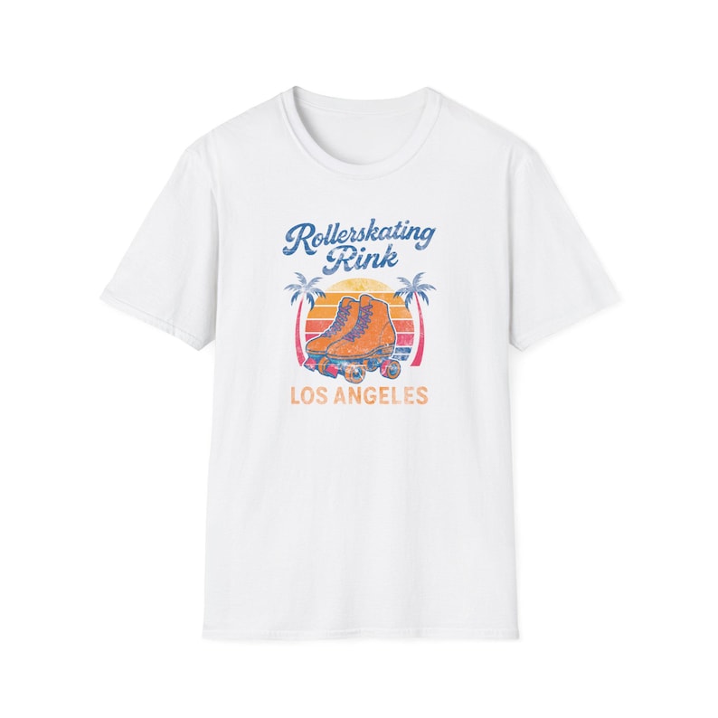 Retro Rollerskating T-Shirt in Fresh Colors, Cool Summer Tee, Vintage LA Shirt, Skaters Gift, Los Angeles 70s Graphic Tee, USA print image 3