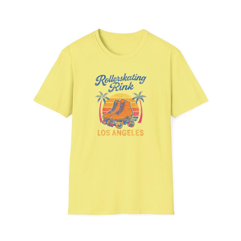 Retro Rollerskating T-Shirt in Fresh Colors, Cool Summer Tee, Vintage LA Shirt, Skaters Gift, Los Angeles 70s Graphic Tee, USA print image 7