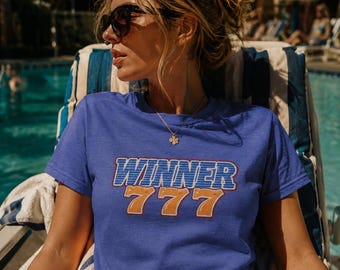 Winner 777 T-Shirt, Lucky Casino Graphic Tee, Retro Vegas Shirt, Vintage Slot Machine Tee, Lucky Girl Shirt, 70s Graphic Tee