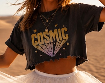 Koszulka Cosmic Vibes, koszulka z grafiką Galaxy, prezent dla miłośnika kosmosu, nadruk USA, prezent duchowy, unisexowa koszulka duchowa