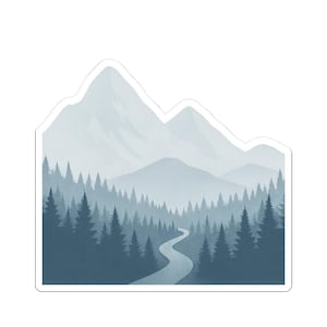 Scenic Mountain Kiss-Cut Stickers, Nature Lover Gifts, Laptop Stickers, Outdoor Decor, Travel Accessories, Adventure Enthusiast