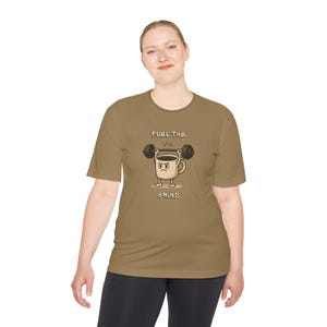 Motiverend fitness-T-shirt, trainingshirt voor sportschoolliefhebbers, koffieliefhebberkleding, grappig training-T-shirt, cadeau voor fitnessliefhebbers
