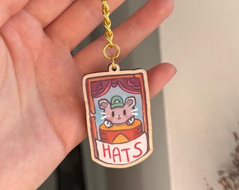 Houten sleutelhanger Stardew Valley Hats muis | Lasergesneden bedel, gameraccessoire VK