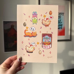 Stardew Valley Art Print | Junimo, Cat, Chicken, Mouse (A5, A6) image 1