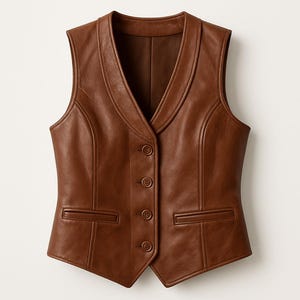 Brown Leather Vest for Women – Edgy Western Style, Handmade Statement Layer