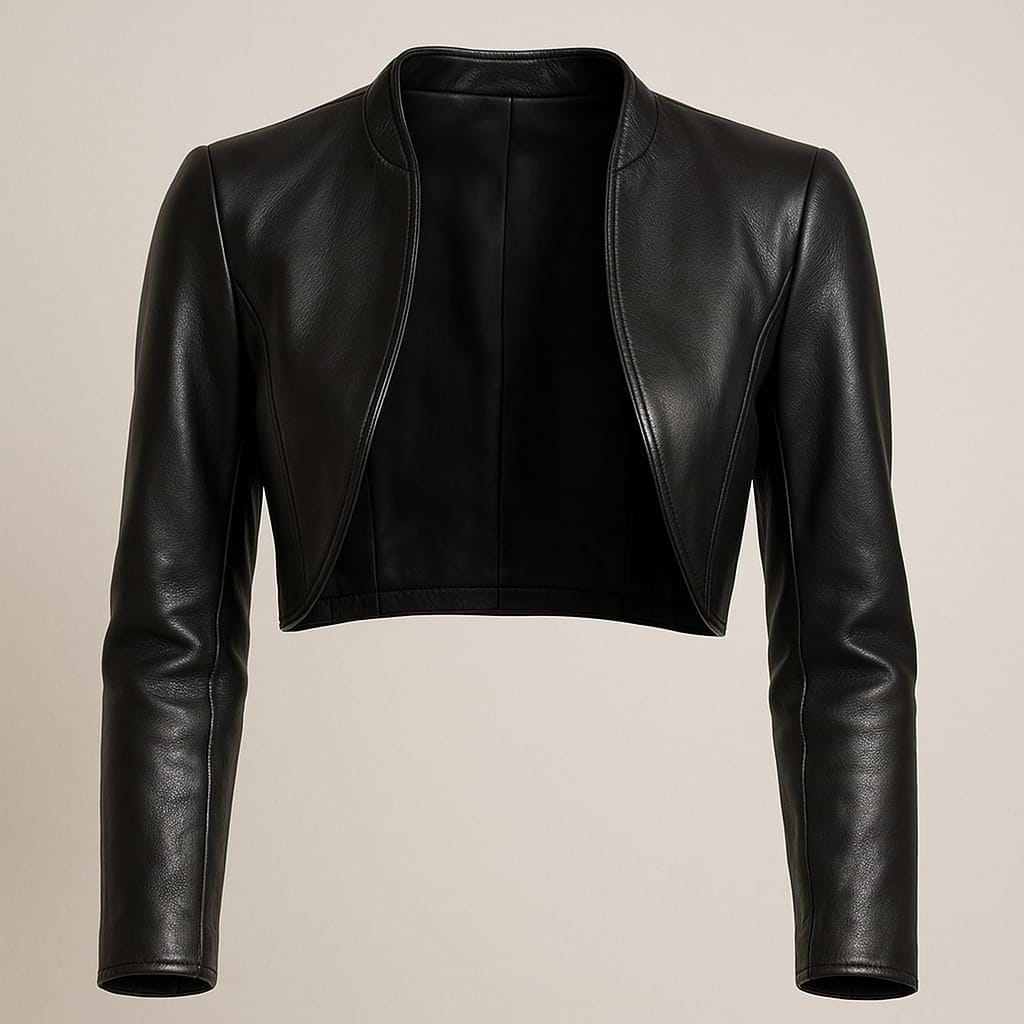 【2000Archives】24fw BOLERO LEATHER JACKET NEW COLLECTION Extravagant Short Black Genuine Leather Coat