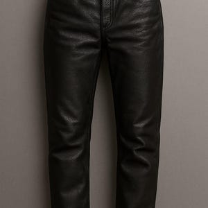 Men&#39;s Designer Black Leather Pants – Textured Back Panel Edition