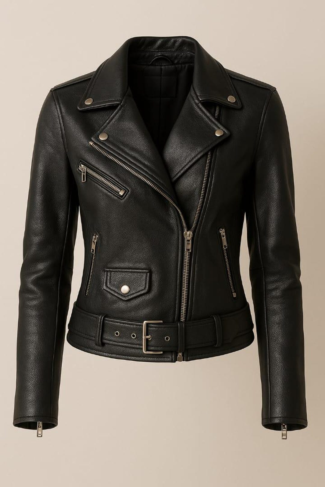 ÉPINE leather lady jacket black Women's Black Faux Leather Jacket Zip Cycling Jacket black