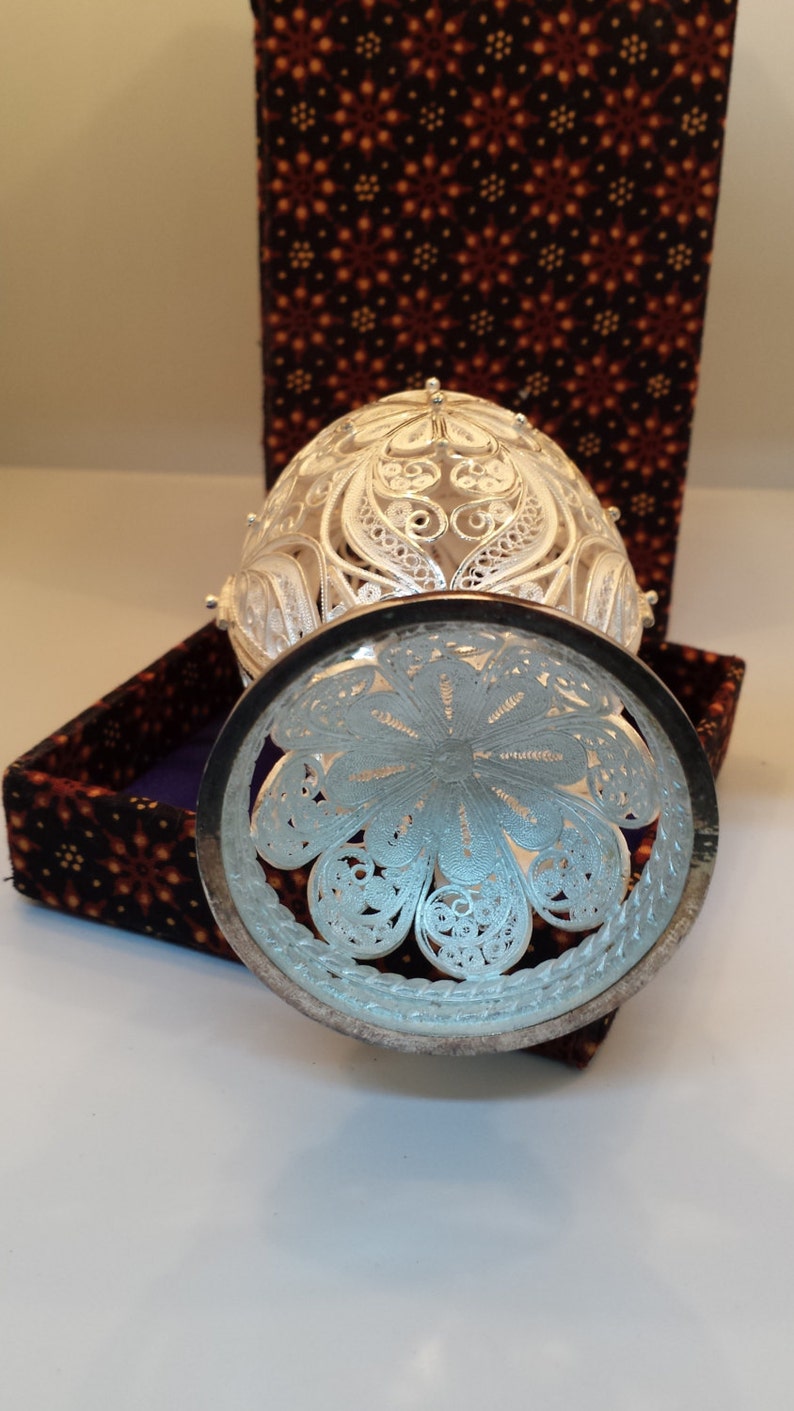 Sterling Silver Filigree Faberge Egg display Stand How Much do | Etsy