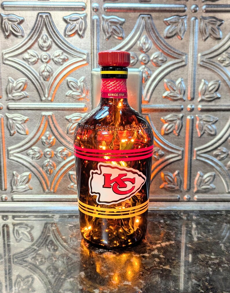 Kansas City Chiefs Liquor Bottle Lamp, Man Cave Bar Decor, Chiefs Fan Gift Drambuie