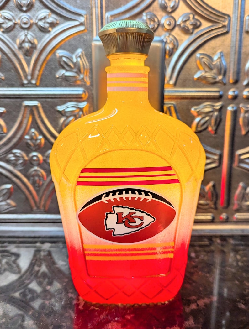Kansas City Chiefs Liquor Bottle Lamp, Man Cave Bar Decor, Chiefs Fan Gift image 2