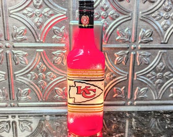 Kansas City Chiefs Liquor Bottle Light, Chiefs Lamp, Game Room Decor, Man Cave Decor, Office Decor, Bar Decor, Chiefs Gift