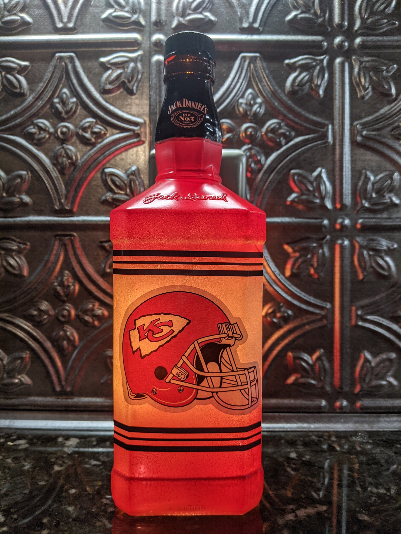 Kansas City Chiefs Jack Daniels Liquor Bottle Light Chiefs Etsy