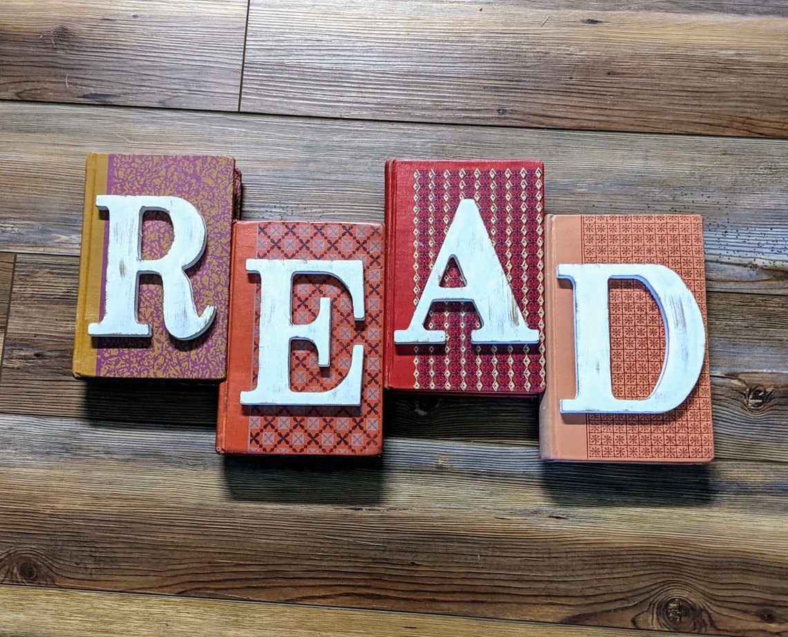 READ Sign Made With Colorful Vintage Books and Wood Letters - Etsy