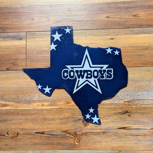 Dallas Cowboys 15&quot; Texas State Shaped Sign, Dallas Cowboys Sign Gift, Cowboys Fan Gift, Go Cowboys!