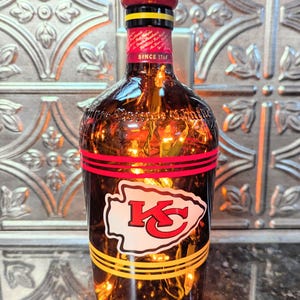 Kansas City Chiefs Liquor Bottle Lamp, Man Cave Bar Decor, Chiefs Fan Gift image 5